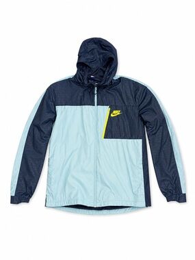 Nike Windbreaker Jacket XXL Blue Colorblock Hooded Lightweight